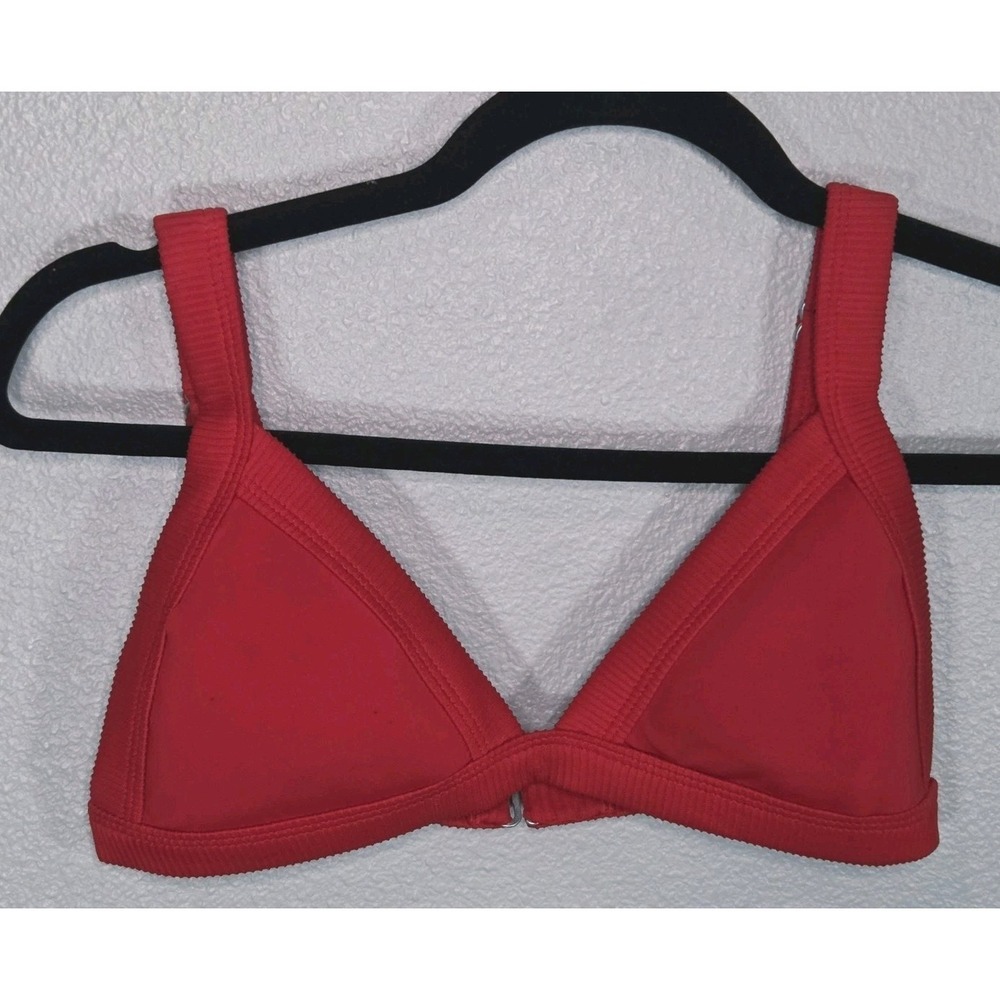 ONEONE Red Bikini Top Medium Ribbed Strap Triangle Swim Top
